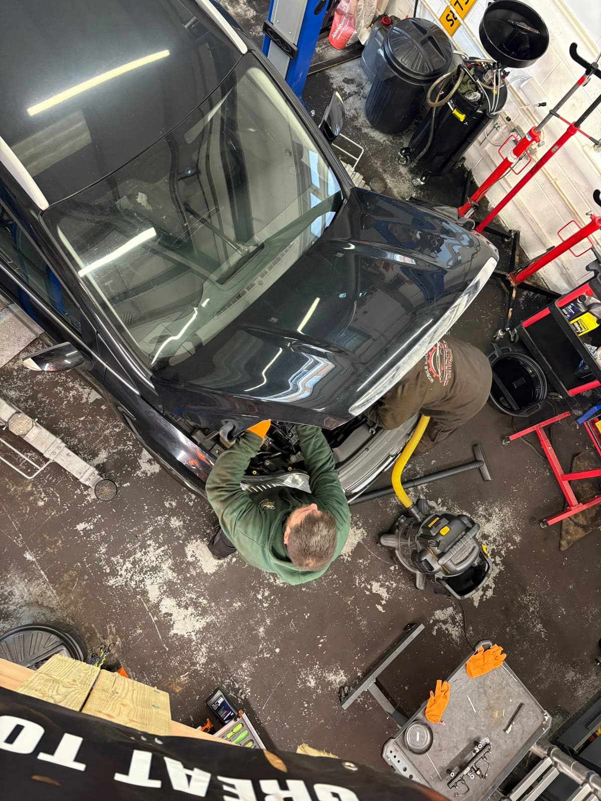 Mechanic working on a car