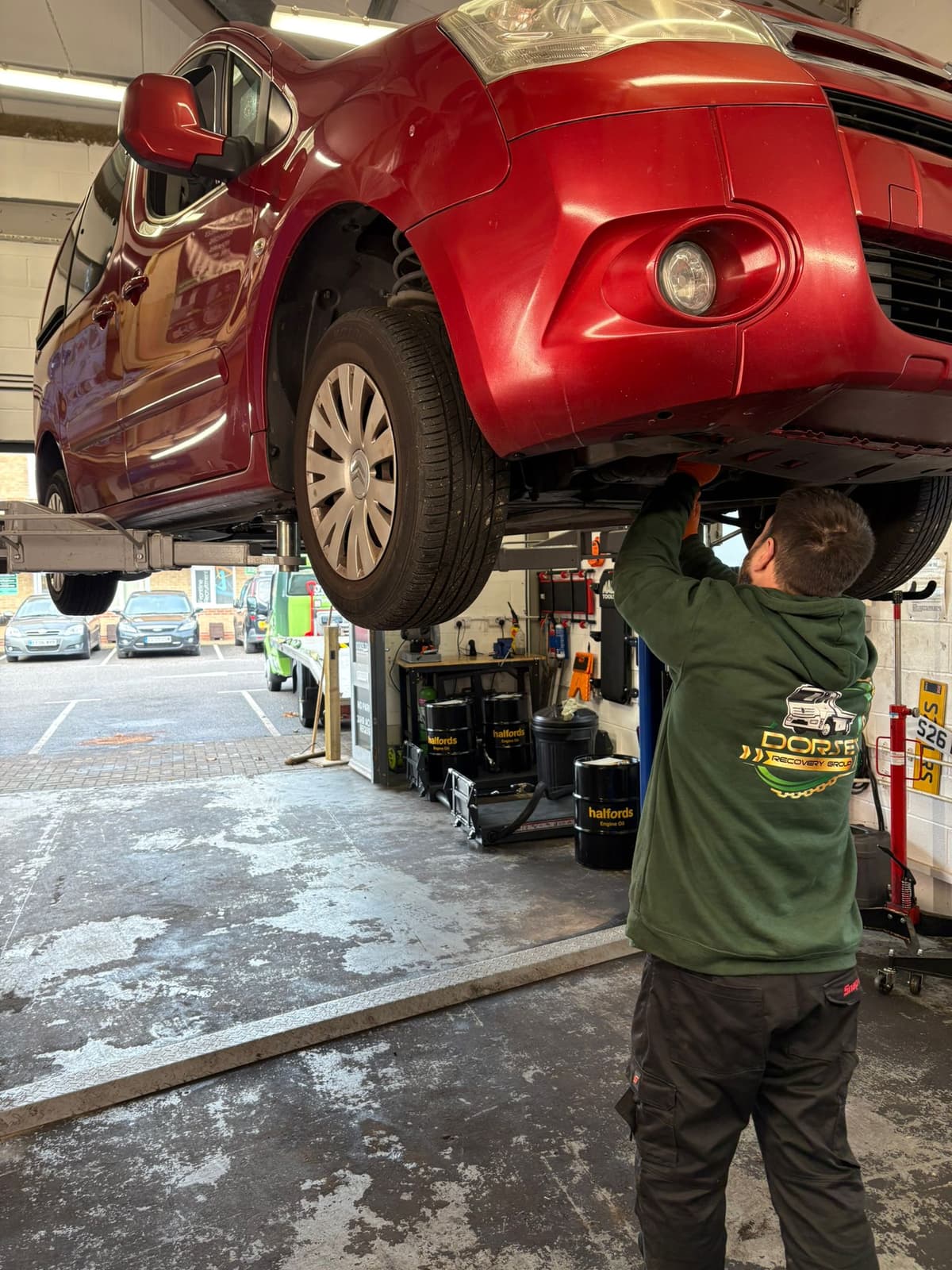 Mechanic working on a car